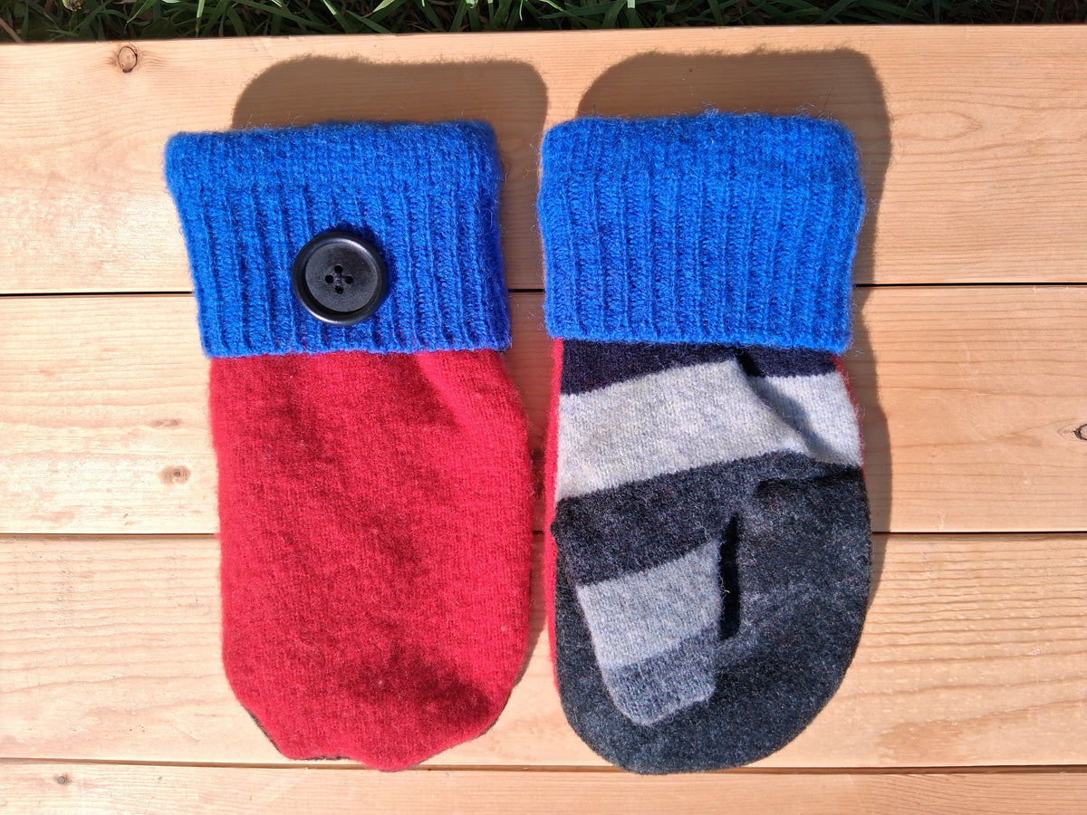 Felted Wool Mittens with Fleece Lining