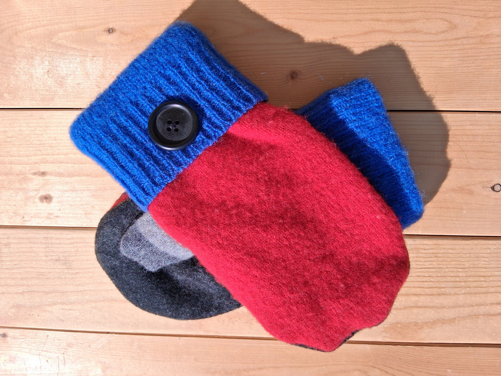 Felted Wool Mittens with Fleece Lining