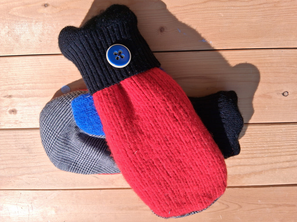 Felted Wool Mittens with Fleece Lining