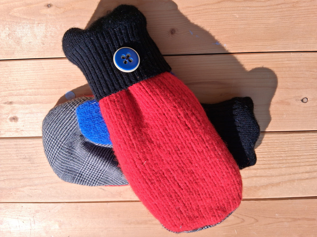 Felted Wool Mittens with Fleece Lining