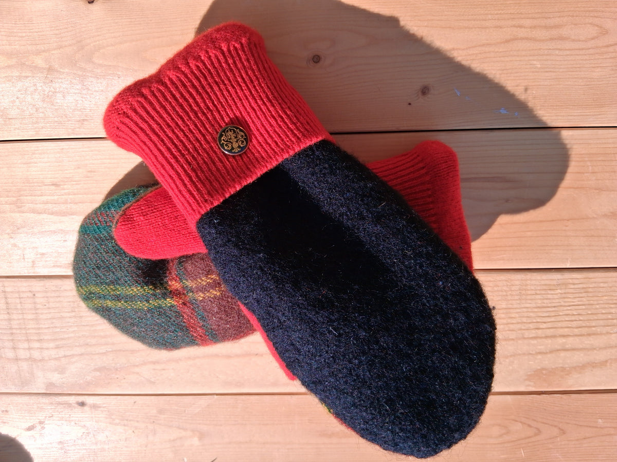 Felted Wool Mittens with Fleece Lining