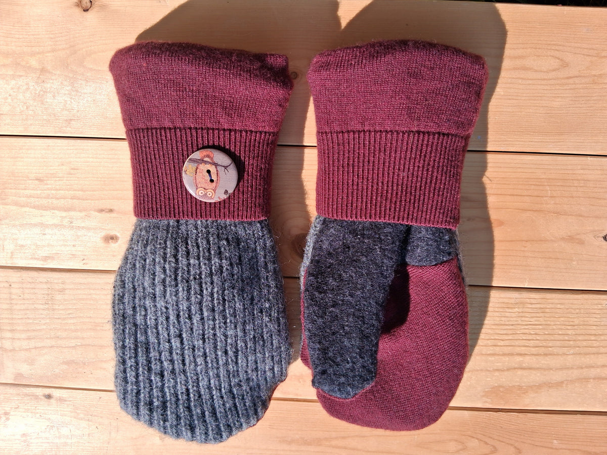 Felted Wool Mittens with Fleece Lining