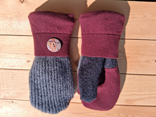 Felted Wool Mittens with Fleece Lining