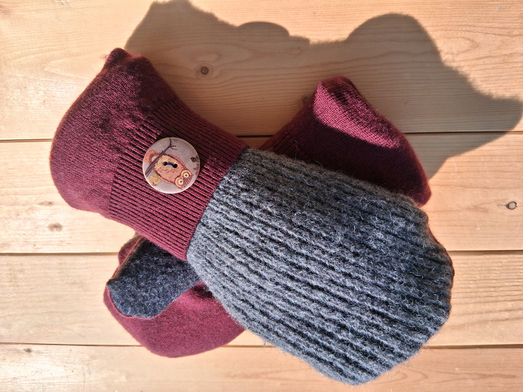 Felted Wool Mittens with Fleece Lining