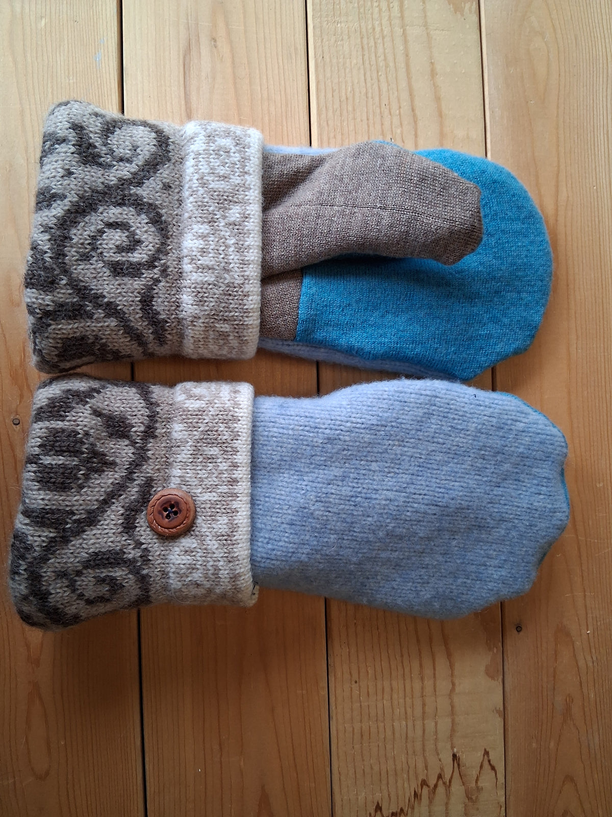 Felted Wool Mittens with Fleece Lining