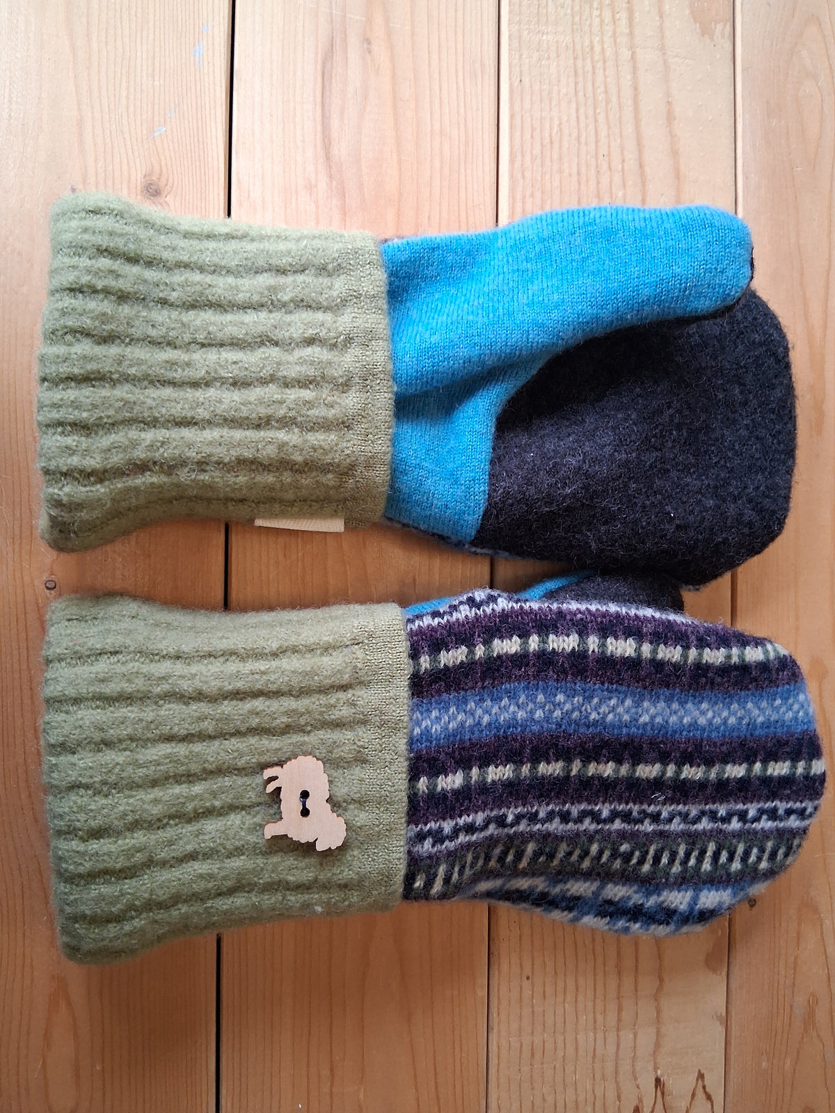 Felted Wool Mittens with Fleece Lining