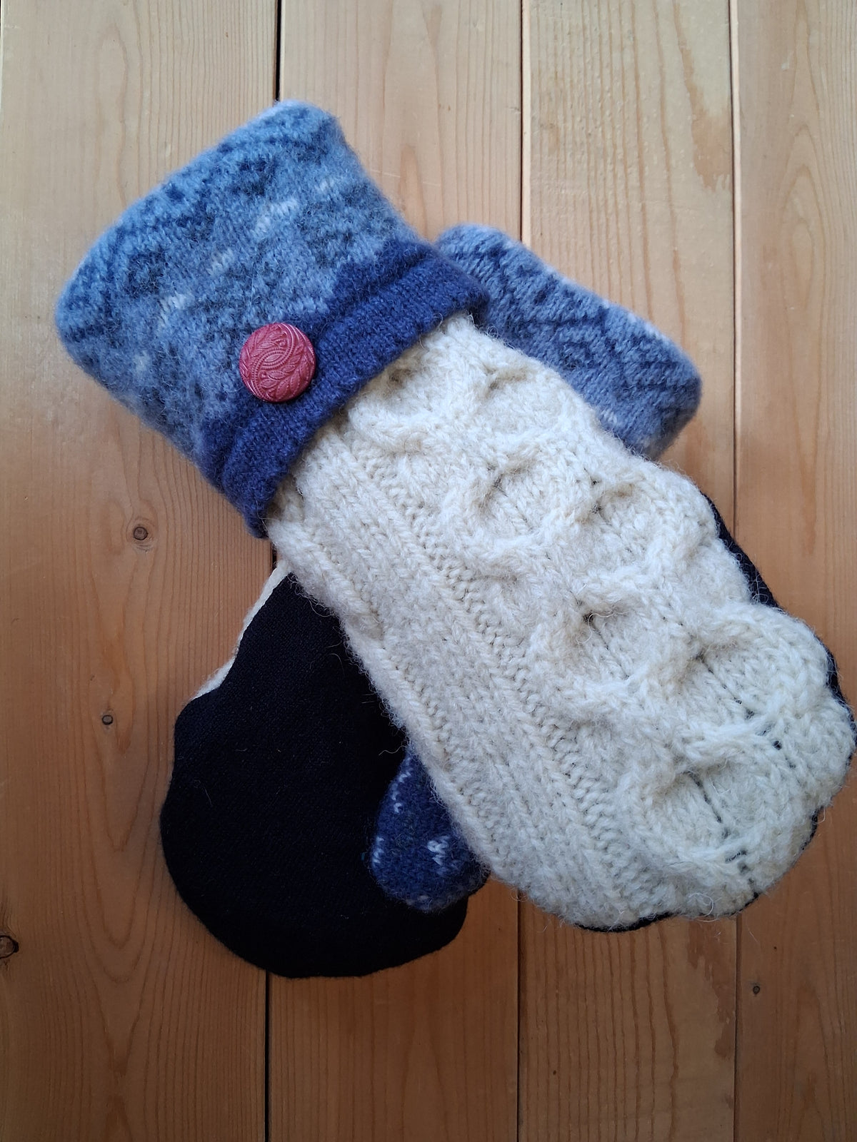 Felted Wool Mittens with Fleece Lining
