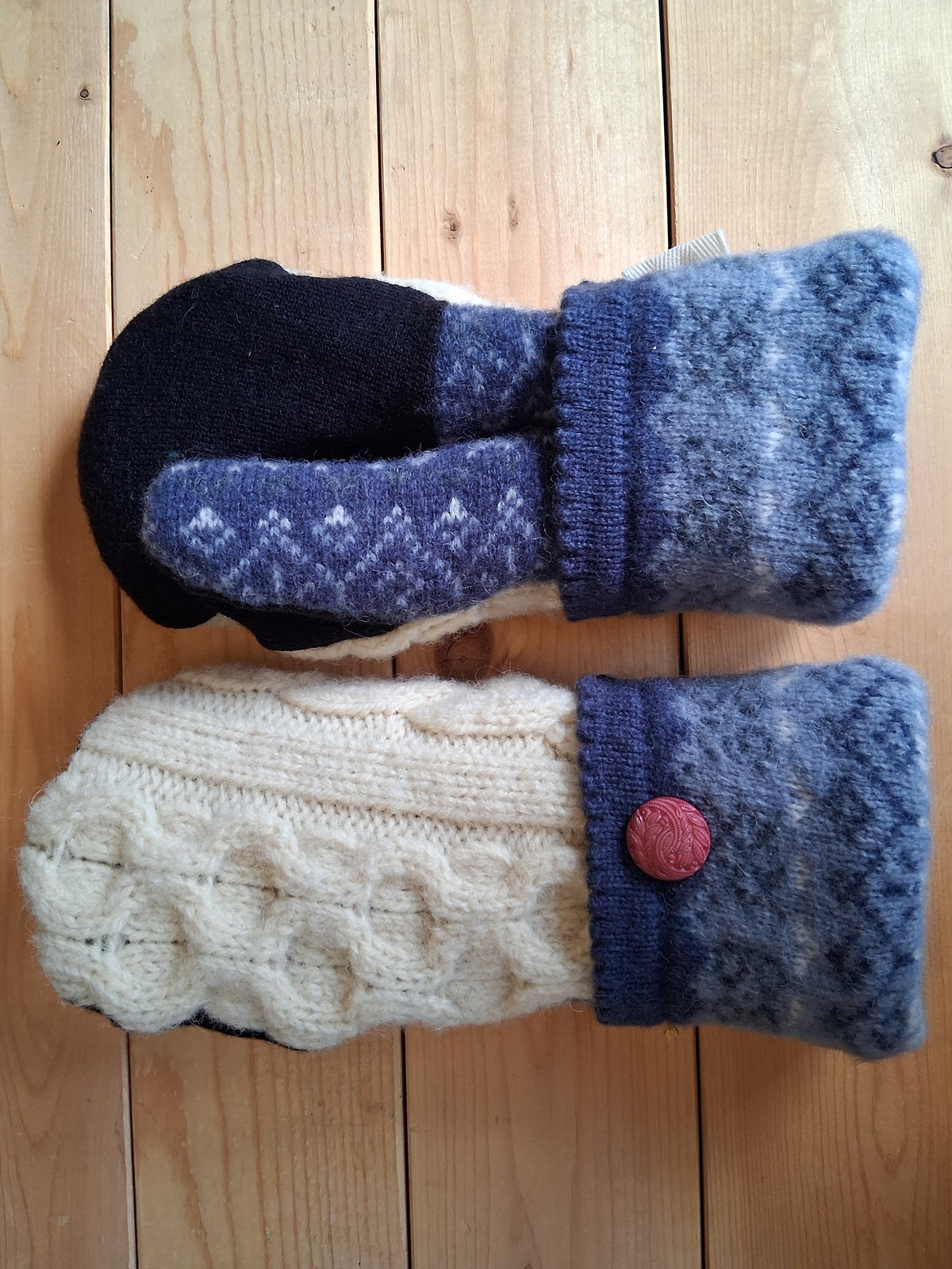Felted Wool Mittens with Fleece Lining
