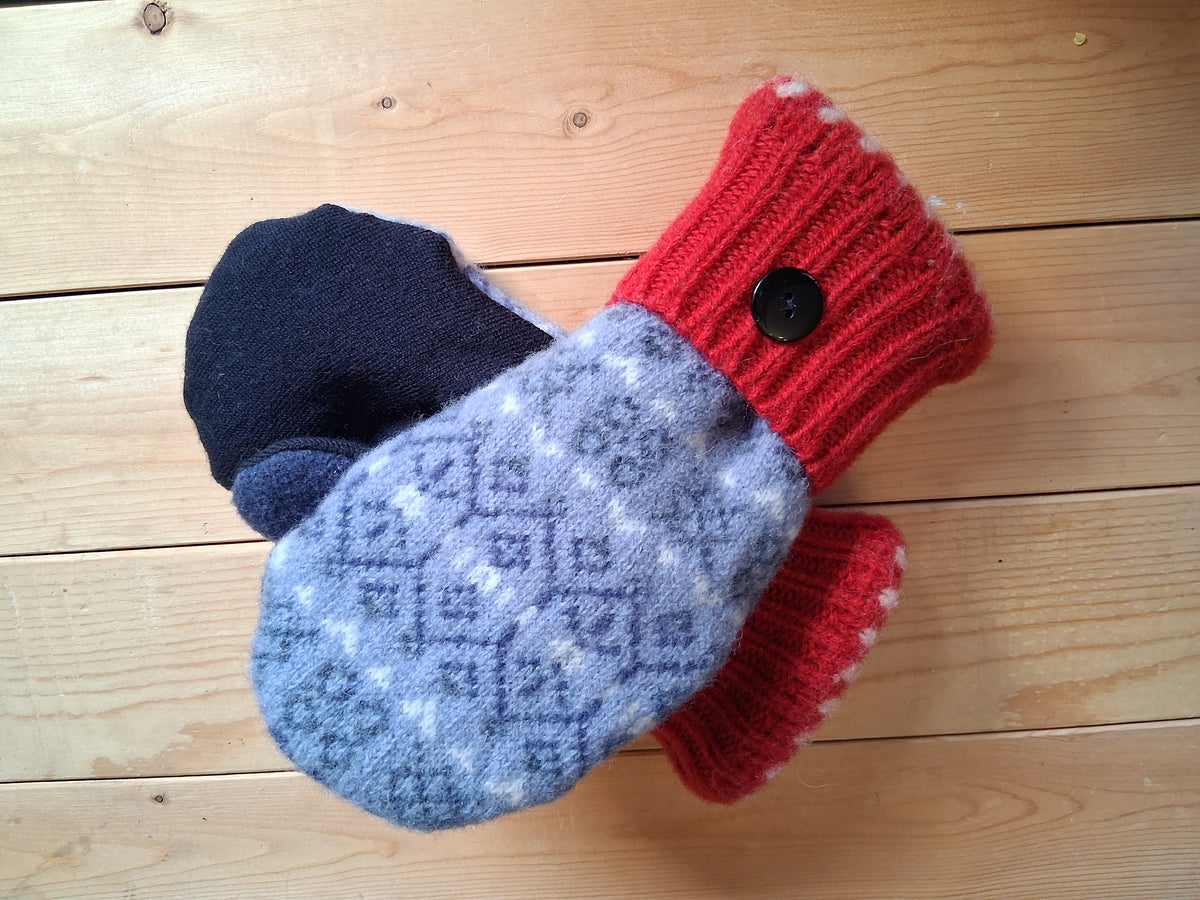 Felted Wool Mittens with Fleece Lining