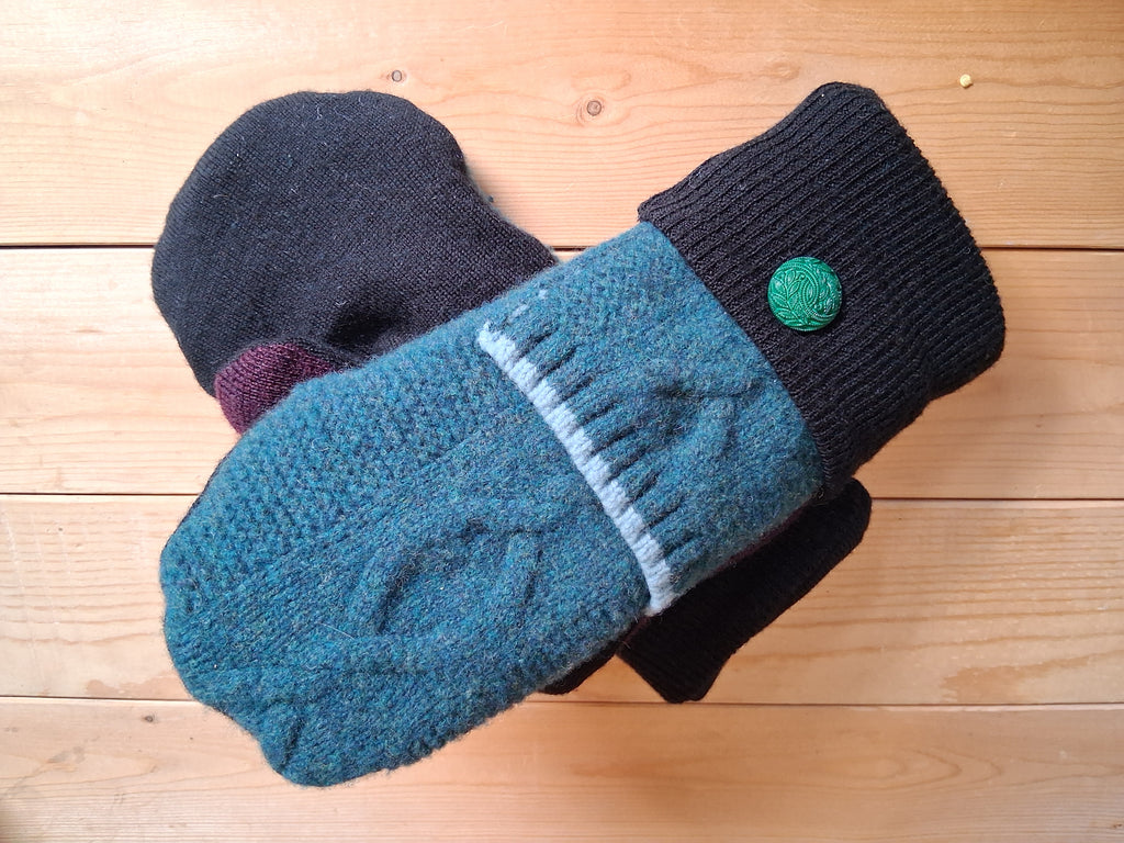 Felted Wool Miitens with Fleece Lining