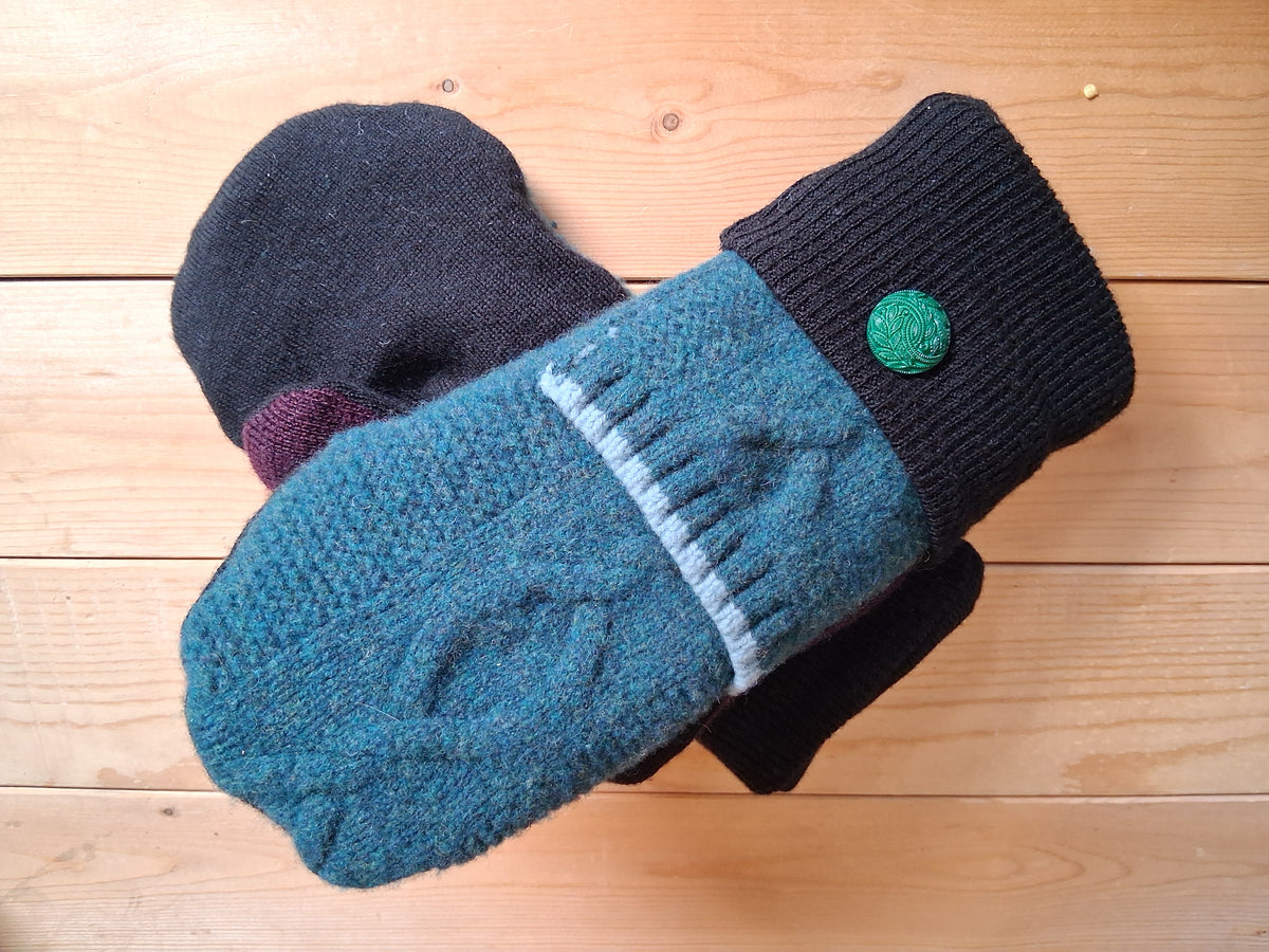 Felted Wool Miitens with Fleece Lining