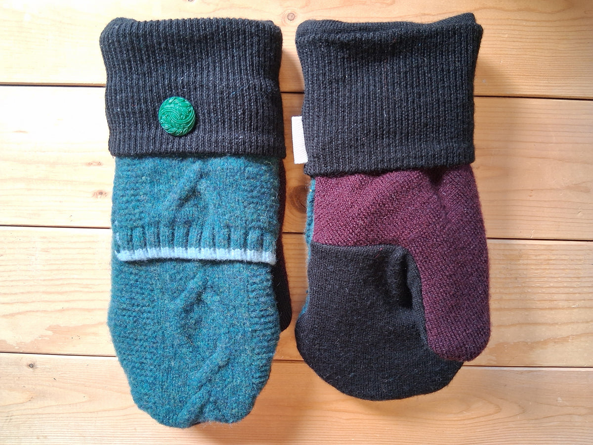 Felted Wool Miitens with Fleece Lining
