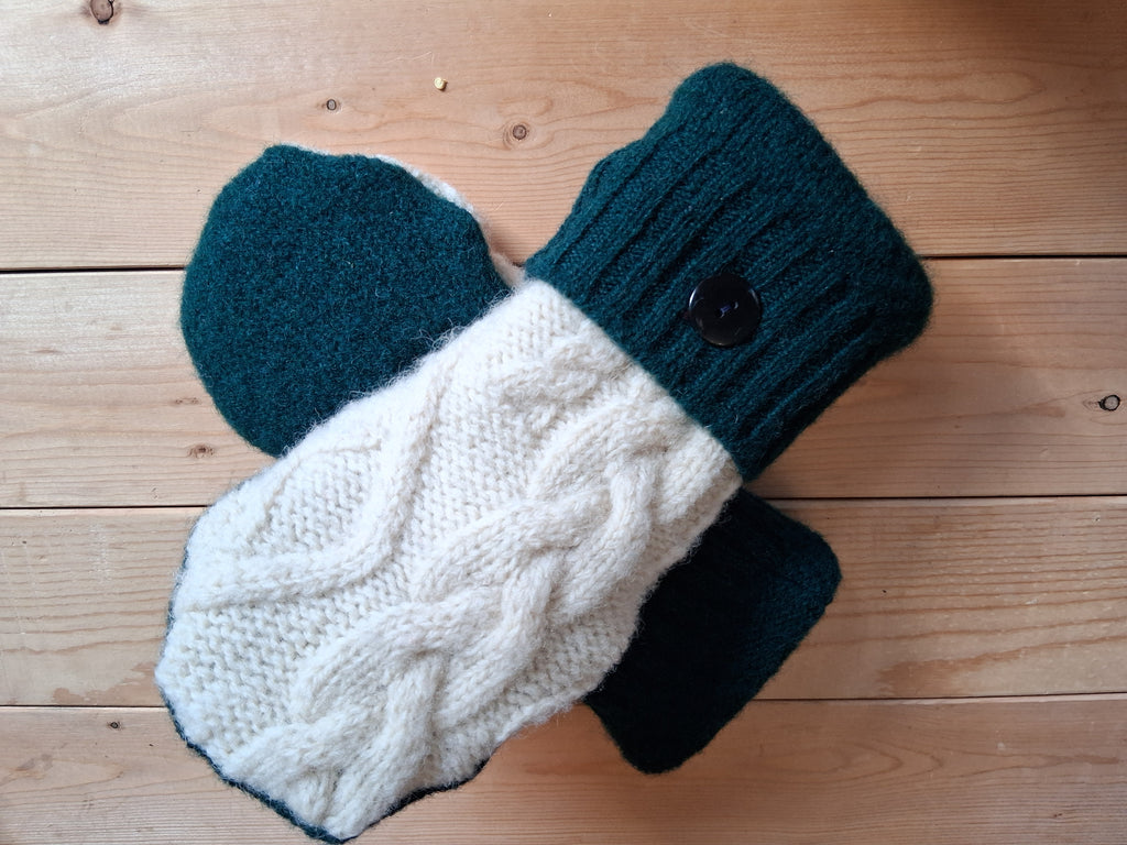 Felted Wool Mittens with Fleece Lining