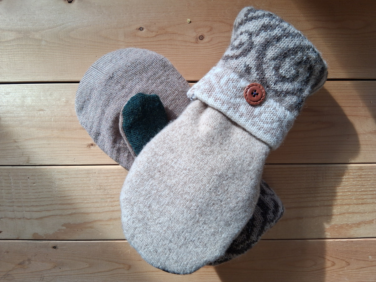 Felted Wool Mittens with Fleece Lining