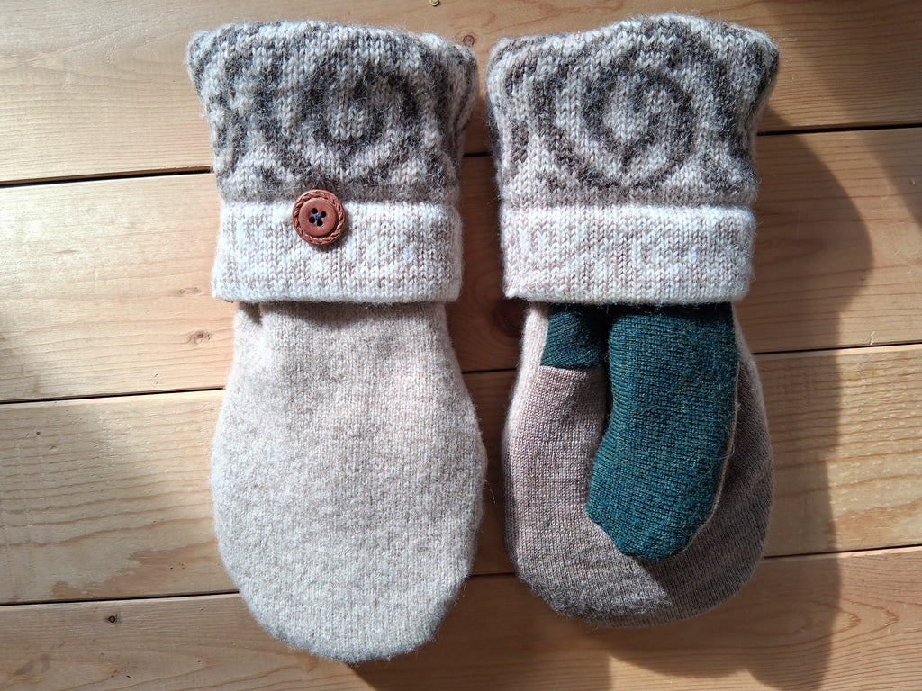 Felted Wool Mittens with Fleece Lining