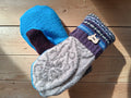 Felted Wool Mittens with Fleece Lining - Cream and Red