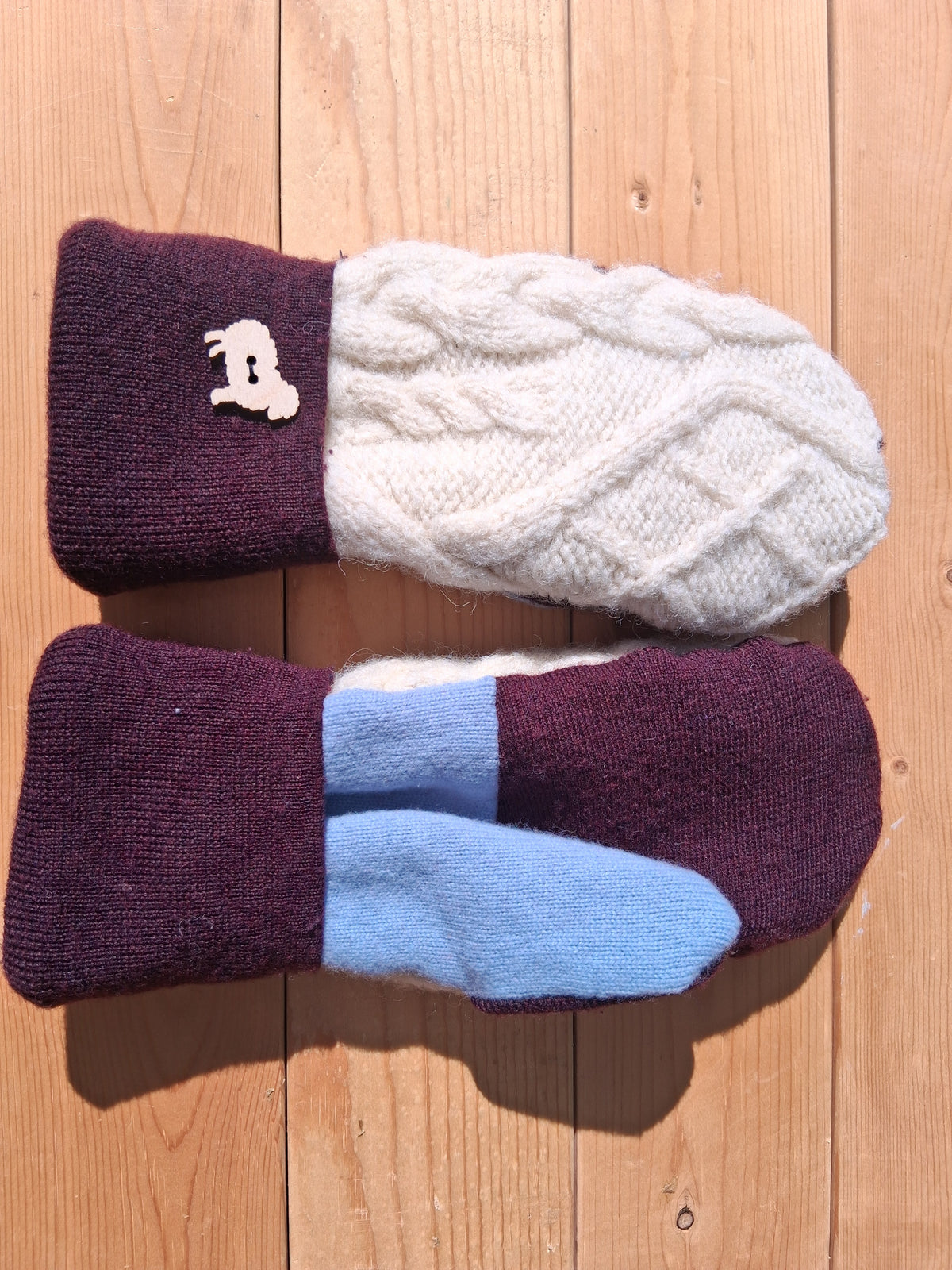 Felted Wool Mittens with Fleece Lining