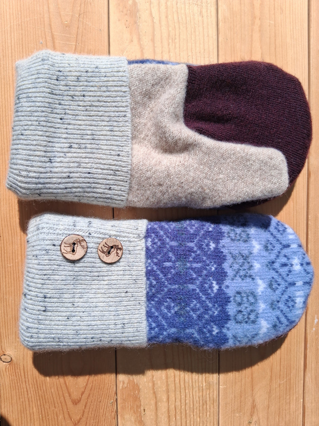 Felted Wool Mittens with Fleece Lining