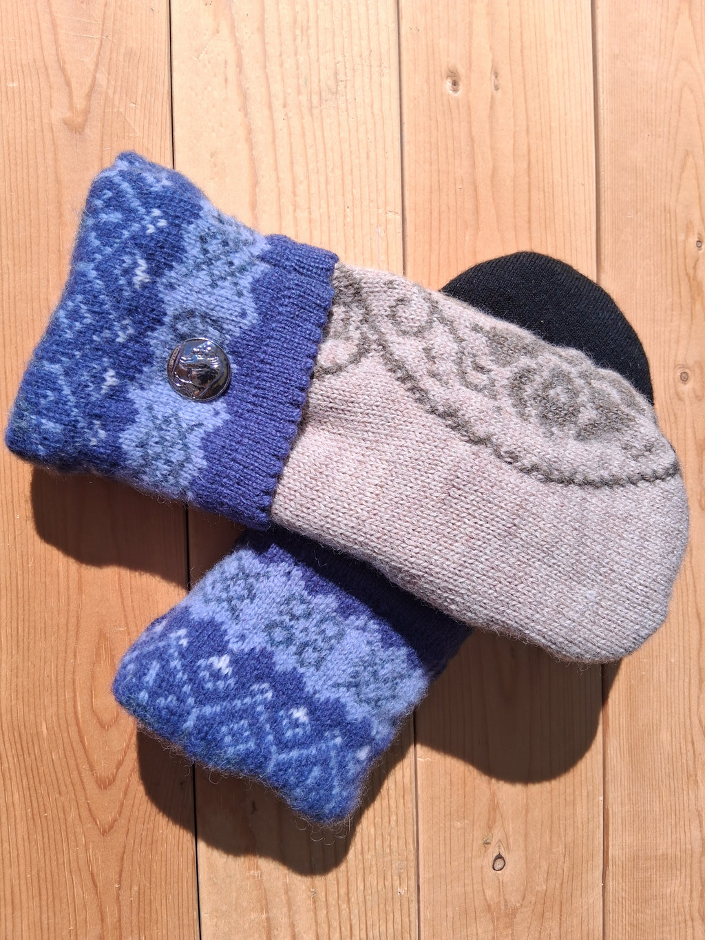 Felted Wool Mittens with Fleece Lining