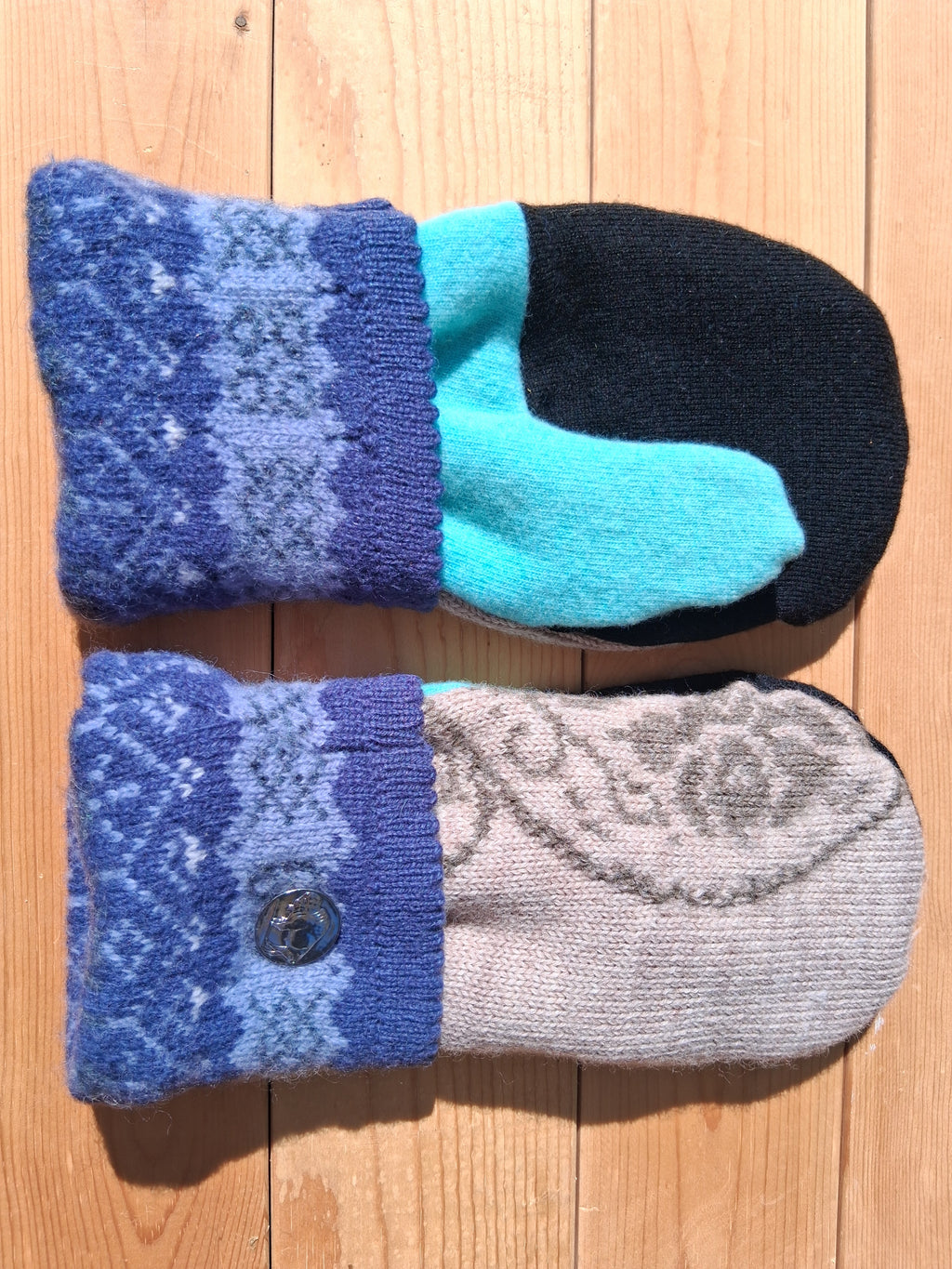 Felted Wool Mittens with Fleece Lining