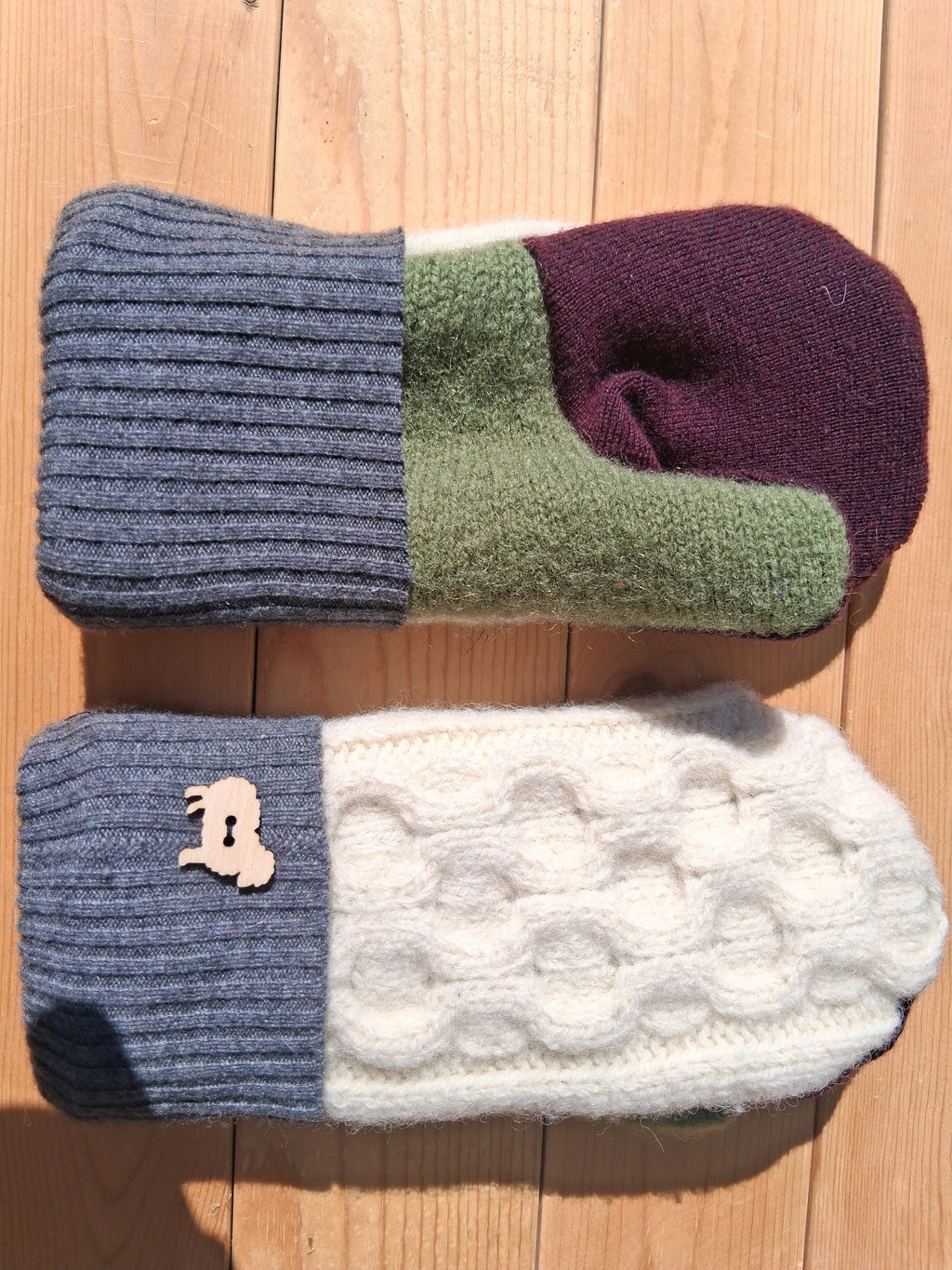 Felted Wool Mittens with Fleece Lining