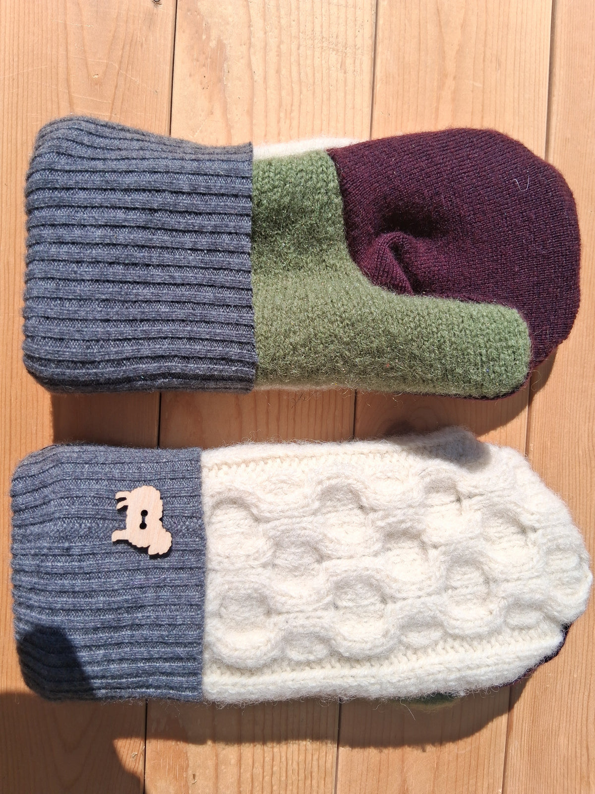 Felted Wool Mittens with Fleece Lining
