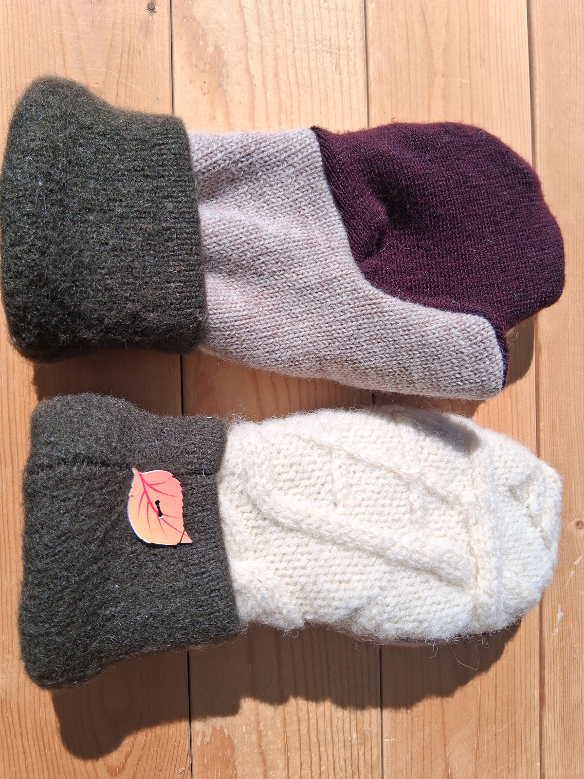 Felted Wool Mittens with Fleece Lining